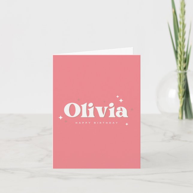 Cartão Olivia | Happy Birthday Pink (Frente)
