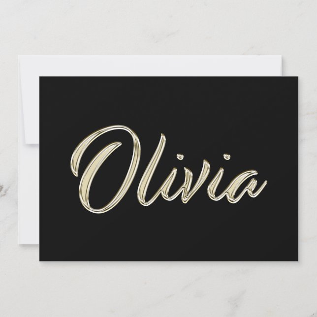 Cartão Olivia white gold Handwriting Karte (Frente)