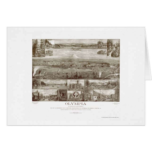 Cartão Olympia, mapa panorâmico de WA - 1903 (Frente Horizontal)