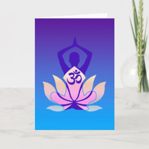 Cartão Om Lotus Yoga Pose Purple Hue