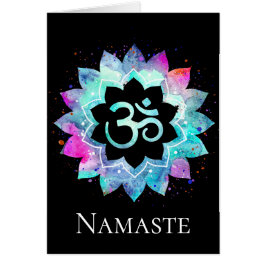 Cartão *~* OM Símbolo de AUM Aquarela Lotus Mandala