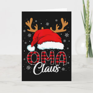 Cartão Oma Claus Chapéu do Papai Noel Xadrez Vermelho Cor