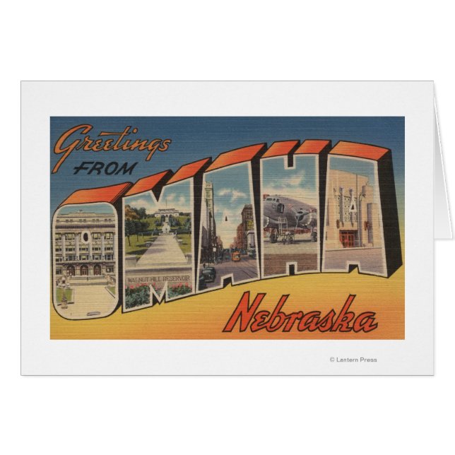 Cartão Omaha, NebraskaLarge - Letra ScenesOmaha, NE (Frente Horizontal)