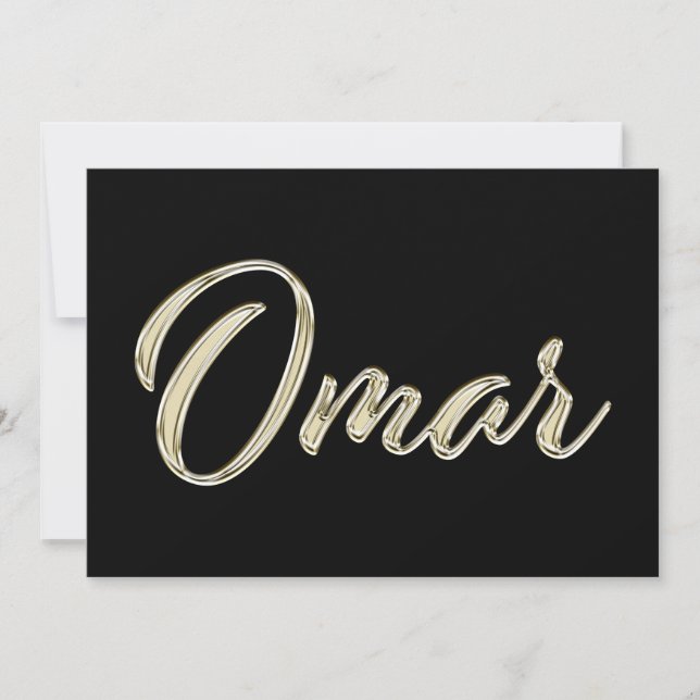 Cartão Omar Name white gold Handwriting Karte (Frente)