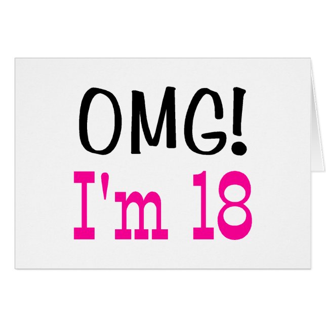 Cartão OMG eu sou 18 (o rosa) (Frente Horizontal)