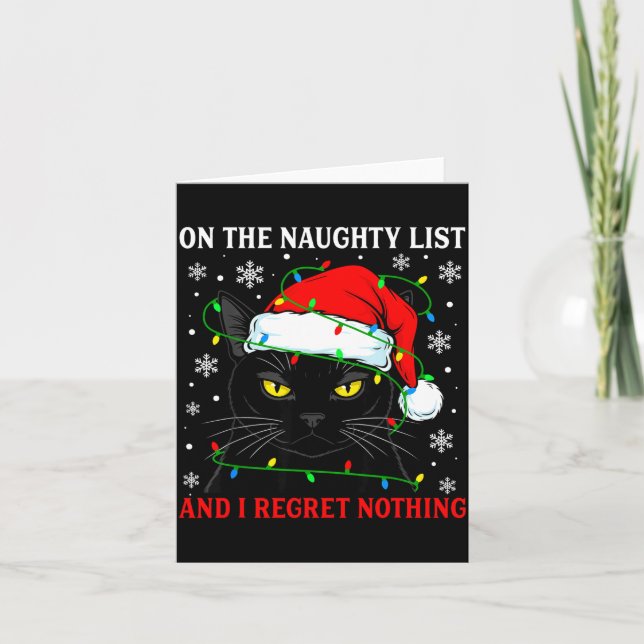 Cartão On Naughty List And Regret Nothing Christmas Cat K (Frente)