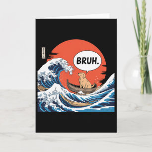 Cartão Onda Grande Bruh Kanagawa Japonês Divertido Surfe