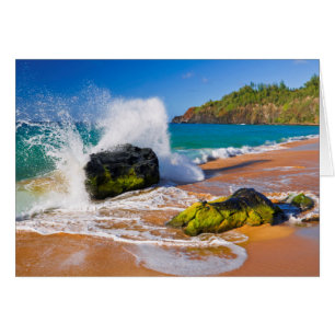 Cartão Ondas batem na praia, Havaí