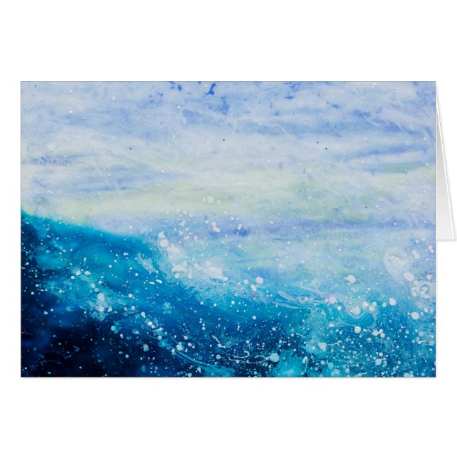 Cartão Ondas de água pintura de lacete azul oceânico (Frente Horizontal)