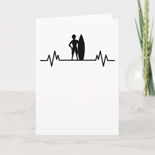 Cartão Ondas de batimento cardíaco de surfista presente d (Frente)