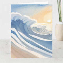 Cartão Ondas do Oceano | Aquarela Azul