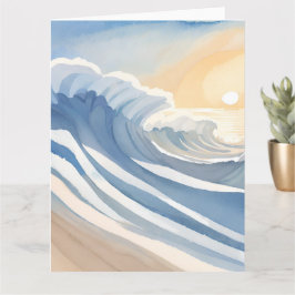 Cartão Ondas do Oceano | Aquarela Azul