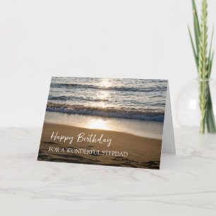 Cartão Ondas em Sunset Beach Stepdad Birthday