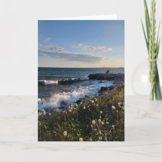 Cartão Ondas laterais e água espumosa (Frente)