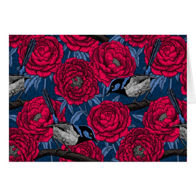 Cartão Ondas nas peônias (Frente Horizontal)