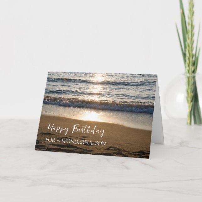 Cartão Ondas no Sunset Beach Son Birthday (Frente)