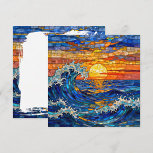Cartão Ondas Oceânicas Costeiras Pôr do Sol  