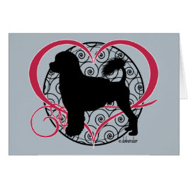 Cartão Ondas portuguesas do coração do leão do cão de