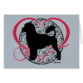 Cartão Ondas portuguesas do coração do leão do cão de