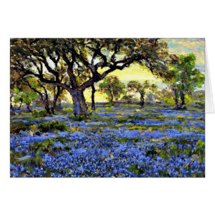 Cartão Onderdonk - Árvore de Carvalho Vivo e Bluebonnets