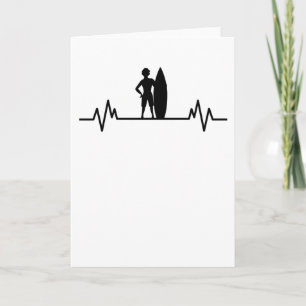 Cartão Ondulações do batimento cardíaco do surfista prese