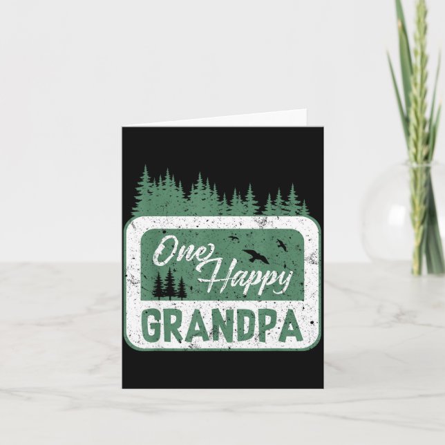Cartão One Happy Grandpa Camper 1st Birthday Camng Bear  (Frente)