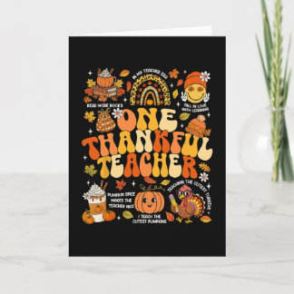 Cartão One Thankful Teacher Thanksgiving Groovy Fall Autu