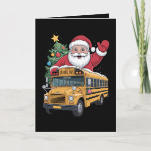 Cartão Ônibus Escolar Papai Noel Árvore De Natal Motorist