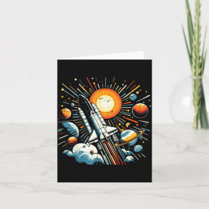 Cartão Ônibus Espacial Sol Planetas Foguete Galáxia Menin