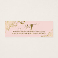 Cartão Online RSVP de Casamento Cor-de-Rosa Dourad