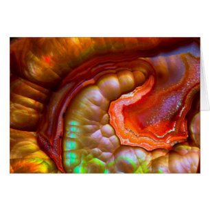 Cartão Opal de fogo iridescente vermelho