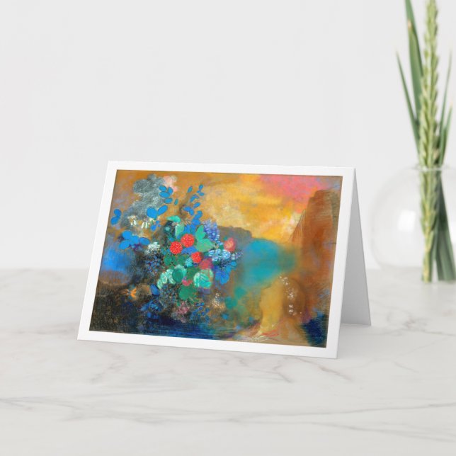 Cartão Ophelia entre as Flores, Redon (Frente)