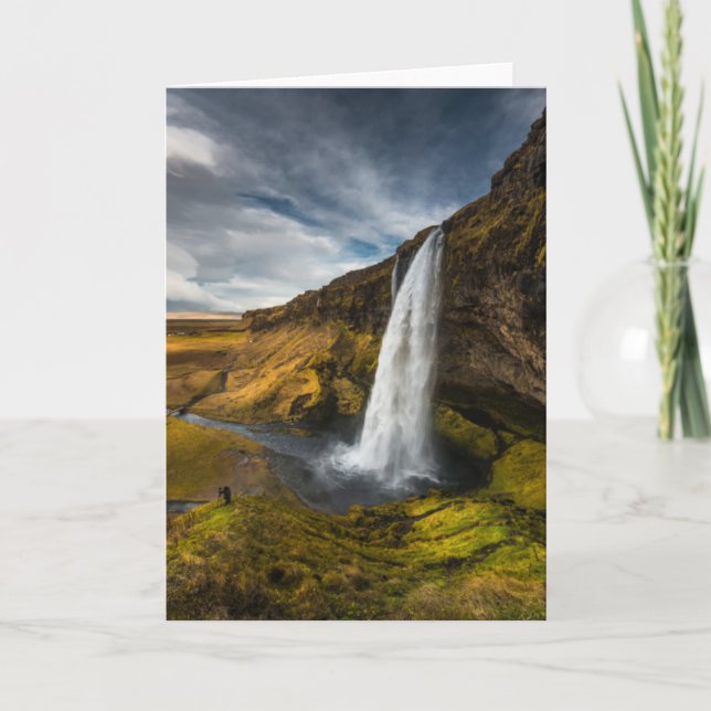 Cartão Opinião bonita da paisagem de Seljalandsfoss (Frente)