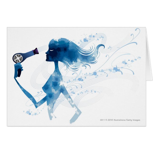 Cartão Opinião lateral a mulher que seca o cabelo longo (Frente Horizontal)