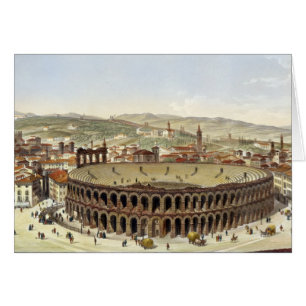 Cartão Opinião o anfiteatro romano, Verona, b gravado