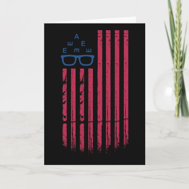 Cartão Optometrista Retro Bandeira Dos EUA 4 De Julho Esq (Frente)