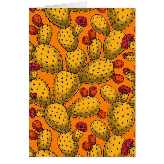Cartão Opuntia florescente em amarelo (Frente)