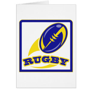Cartão oput do vôo da bola de rugby