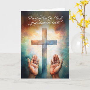 Cartão Oração a Deus por um Coração Destruído Mãos Aberta