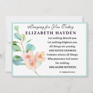 Cartão Oração Católica Floral Religiosa da Rua Teresa