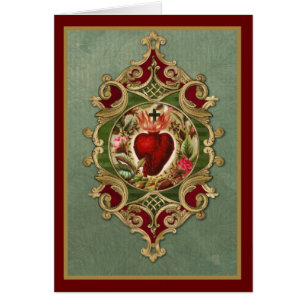 Cartão Oração Católica Religiosa de Coração Sagrado Jesus