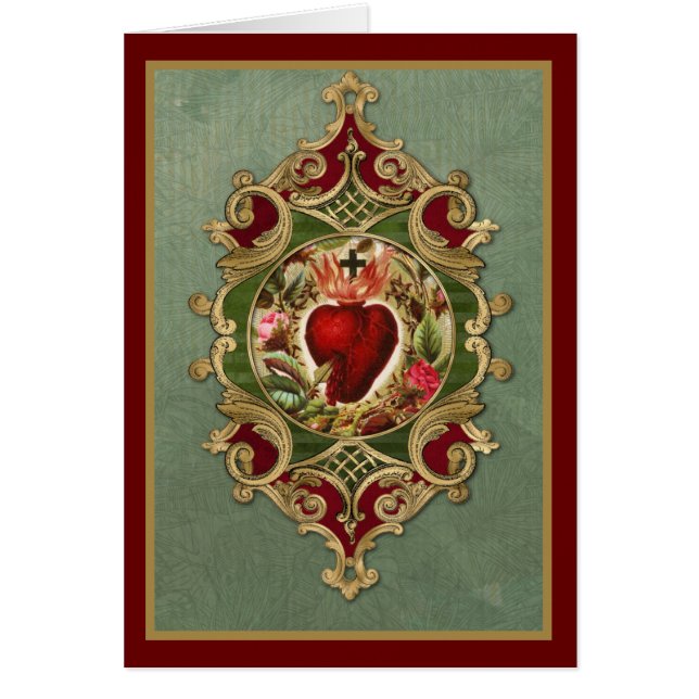 Cartão Oração Católica Religiosa de Coração Sagrado Jesus (Frente)