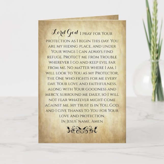 Cartão Oração Cristã para Proteção (Frente)
