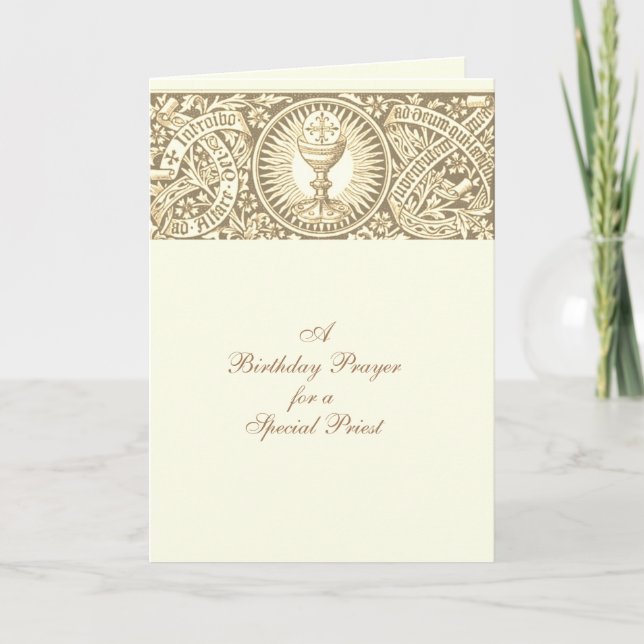 Cartão Oração de Aniversário Oração Latina Eucarista para (Frente)