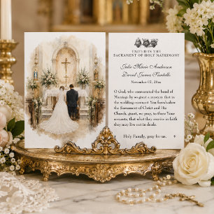 Cartão Oração de Casamento Católica Vintage para Noiva e