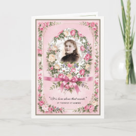 Cartão Oração de Rosas Rosa Vintage de Sta. Teresa Religi