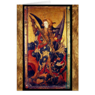 Cartão Oração de São Miguel Vencendo o Diabo
