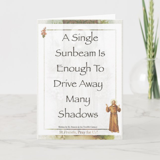 Cartão ORAÇÃO do raio de sol de Francisco de Assis do (Frente)