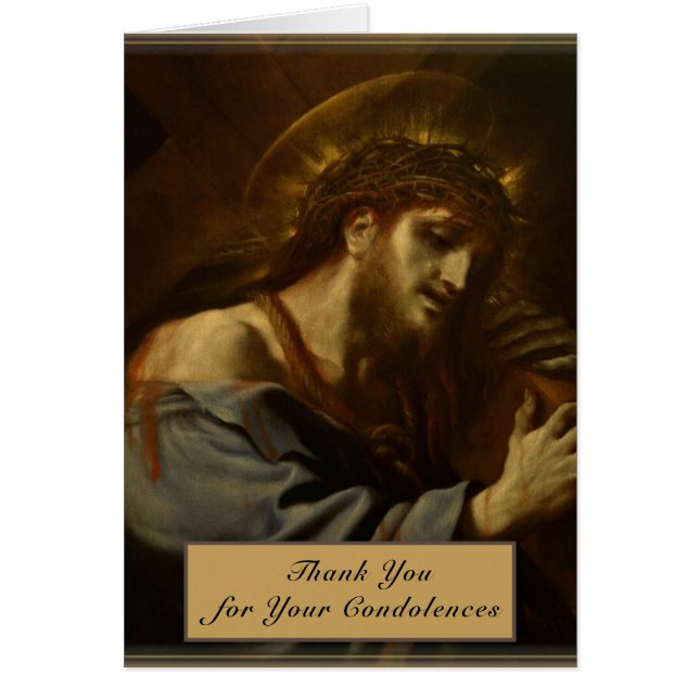 Cartão Oração Funerária Cruzada de Jesus Carregando Catól (Frente)