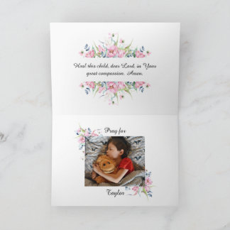 Cartão Oração para Criança Diagnosticada com Cancer